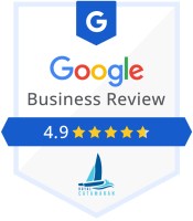 Google Business Review badge with 4.9 stars and Royal Catamaran logo.