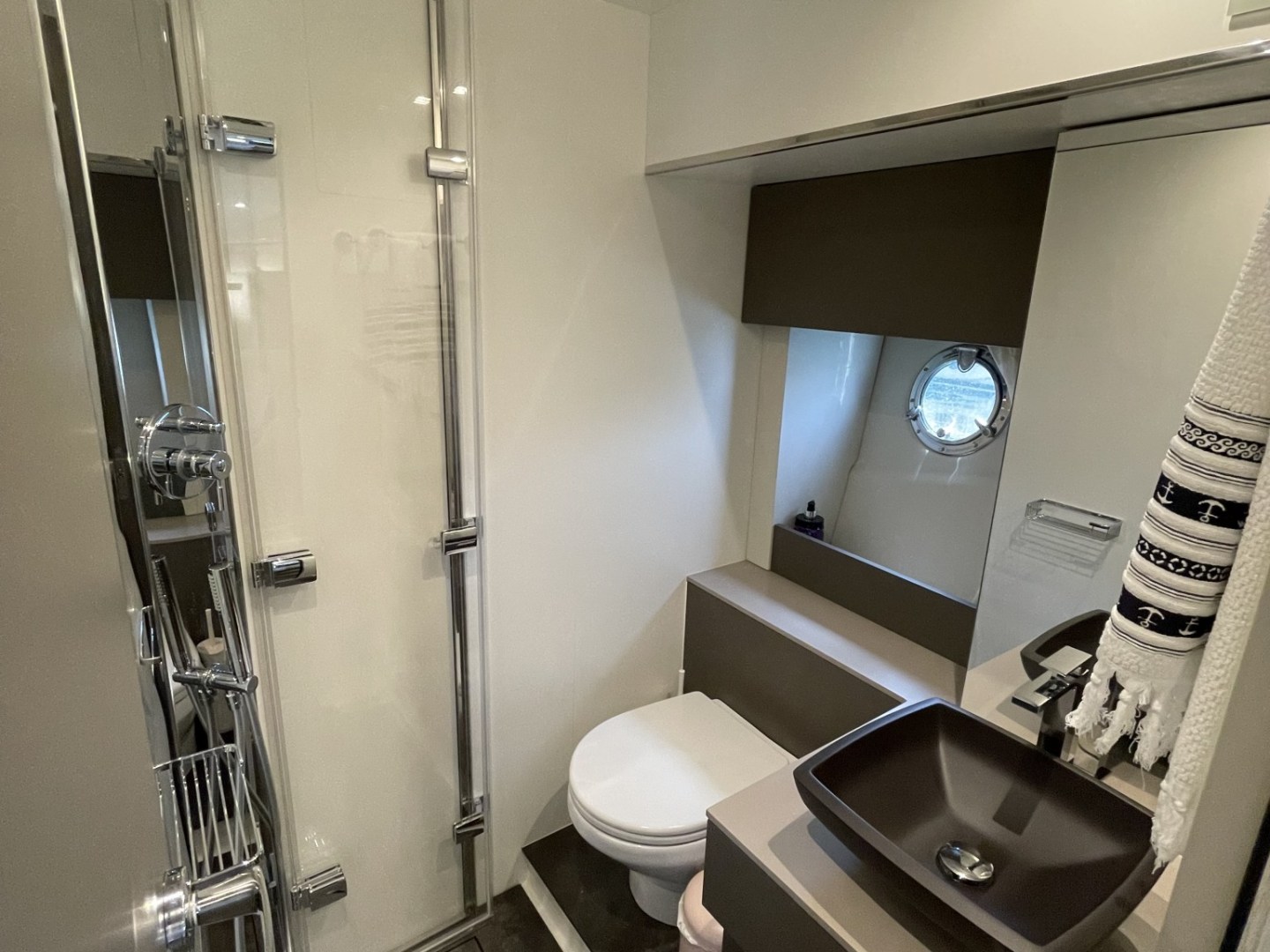 a room with a sink and a mirror