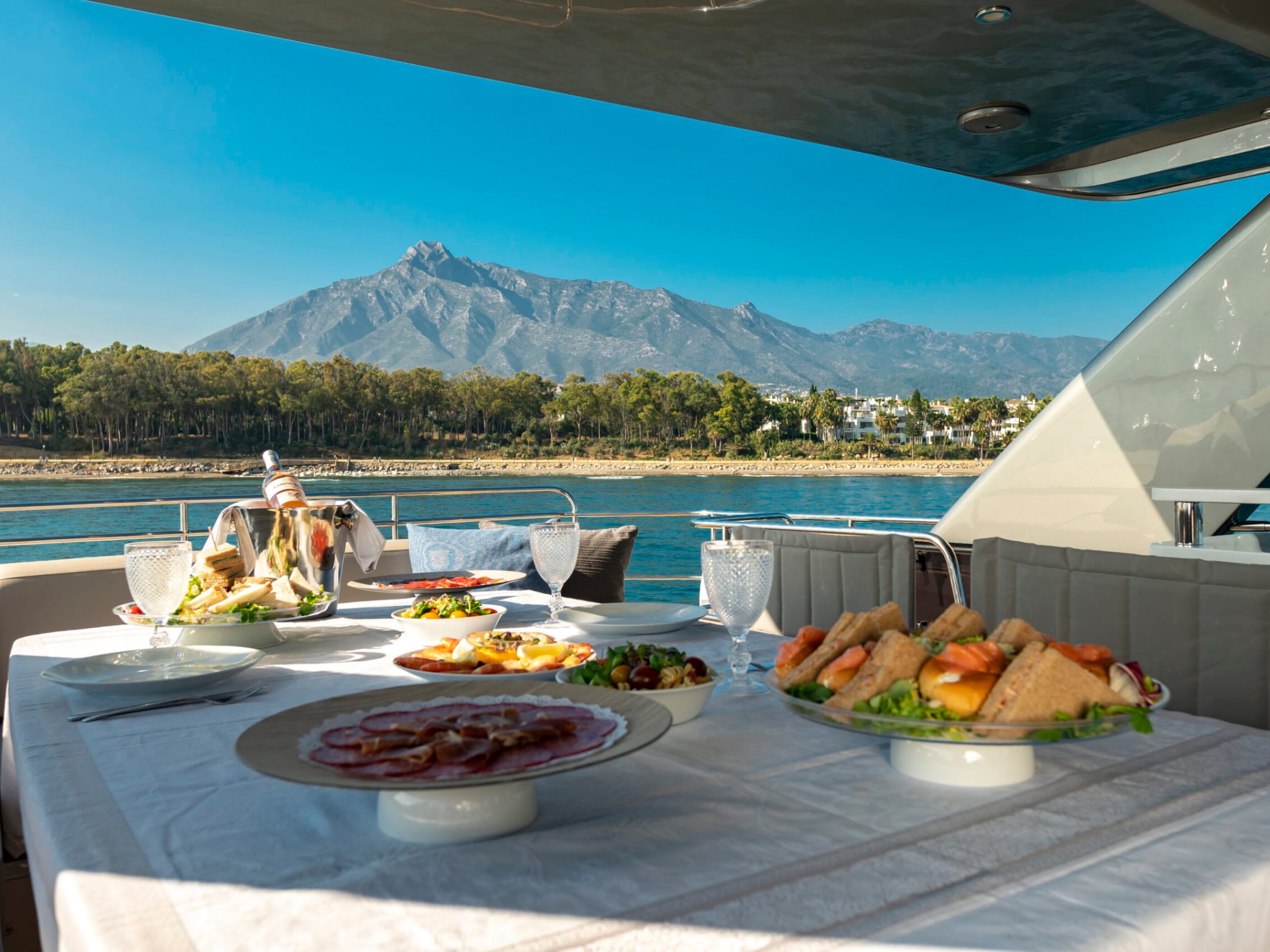 a plate of food on a picnic table