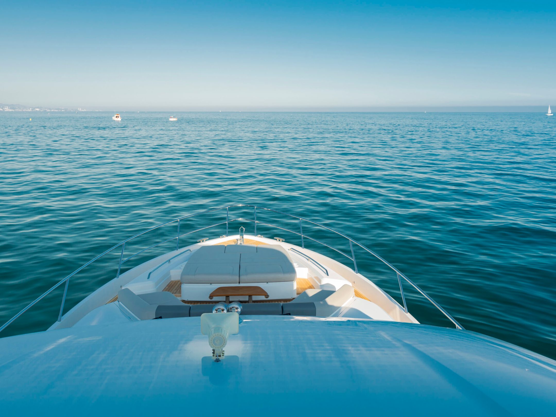 a small boat in a large body of water