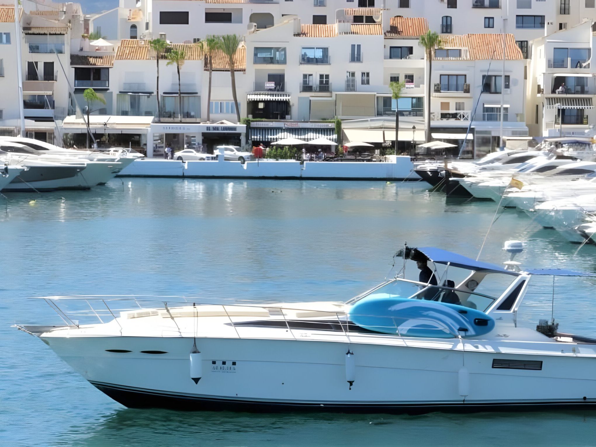 a small boat in a large body of water