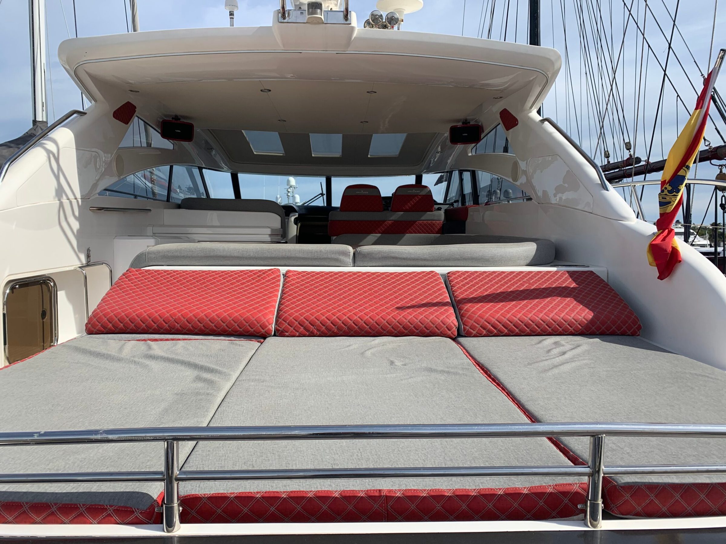 a boat sitting on top of a bed