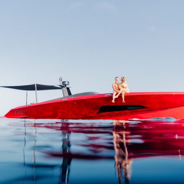 a small boat in a body of water