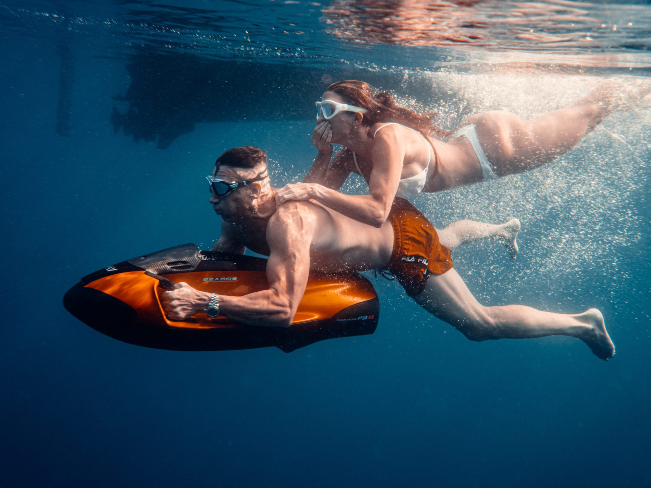 a person swimming in the water