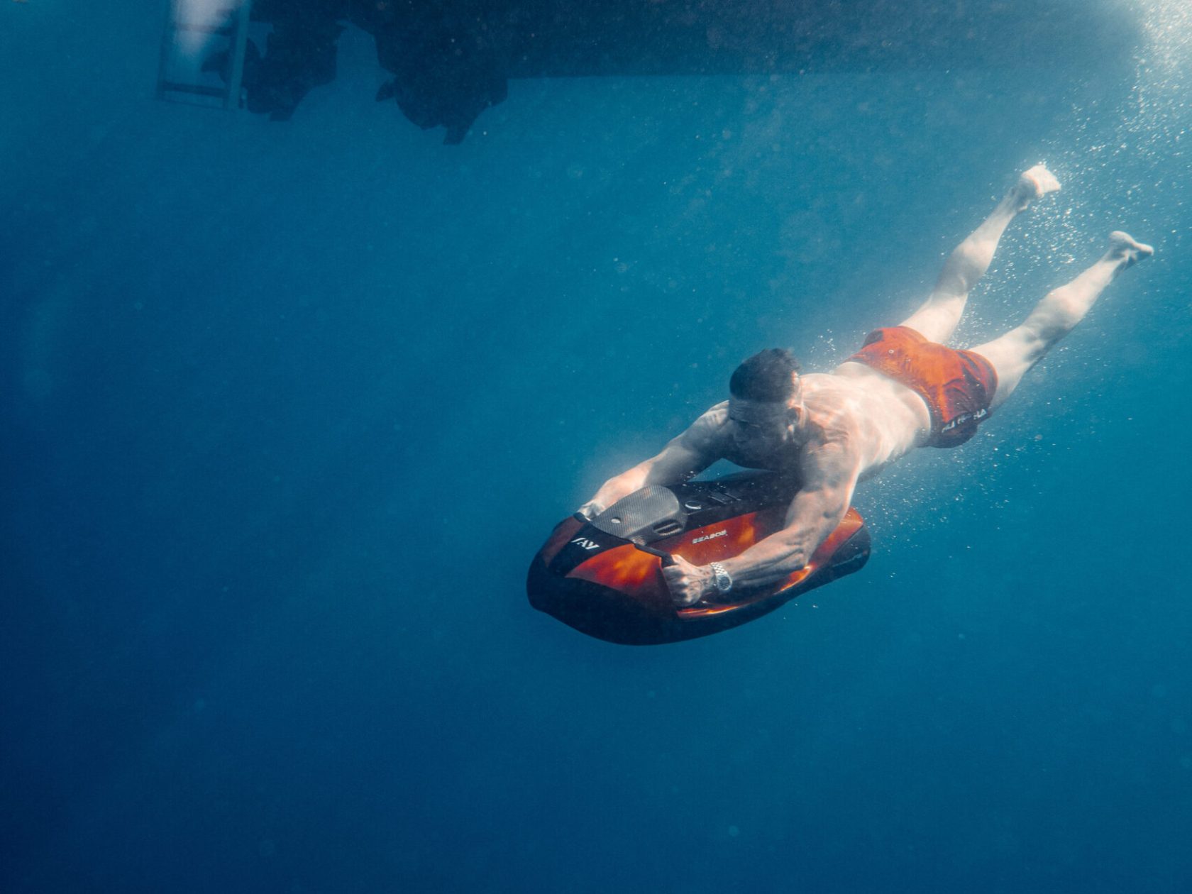 a person swimming in a body of water