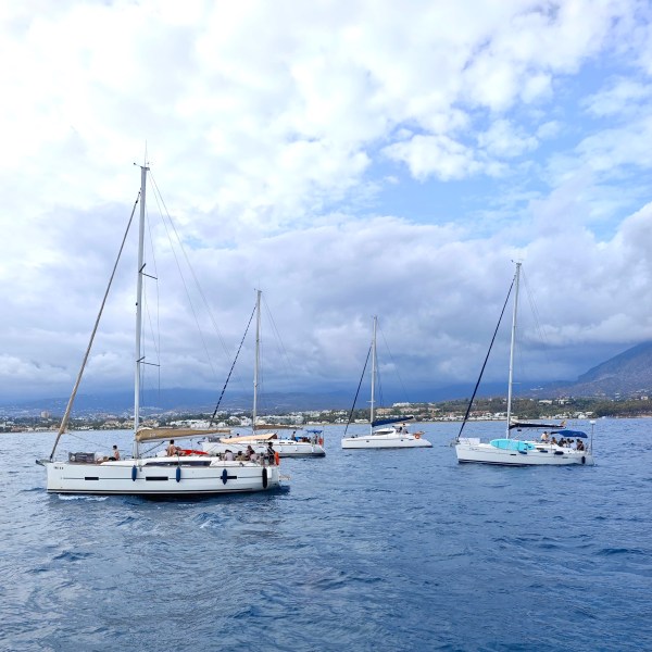 a small boat in a large body of water
