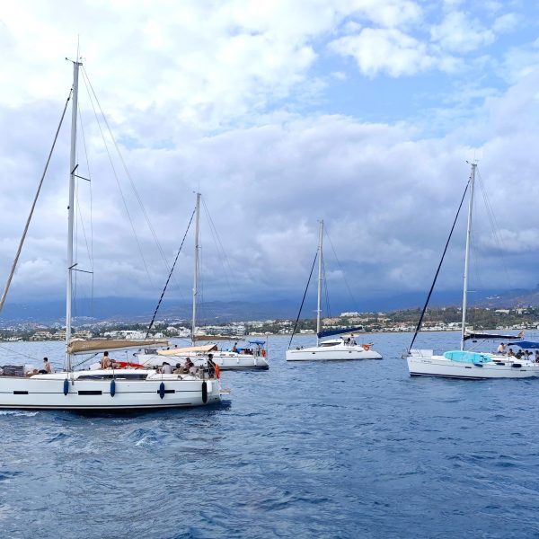 a small boat in a large body of water