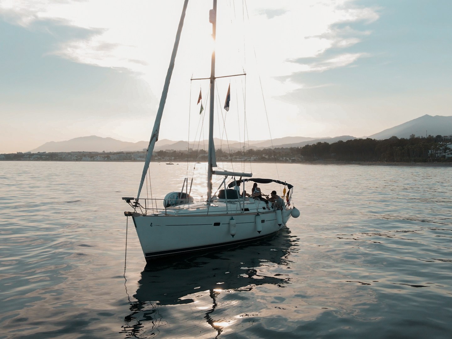 a small boat in a large body of water