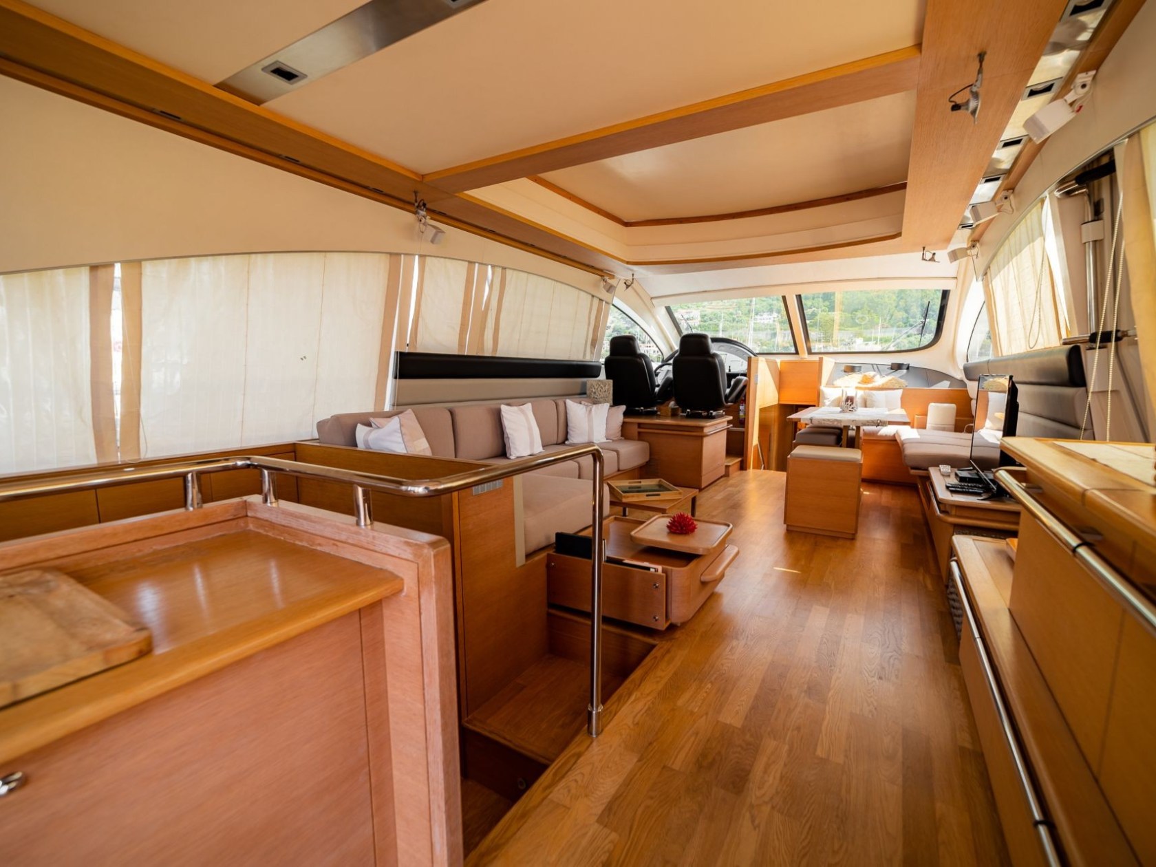 a kitchen with a wood floor