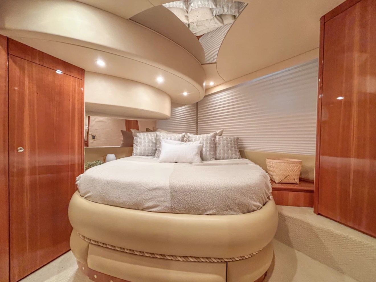 a large bed sitting in a room